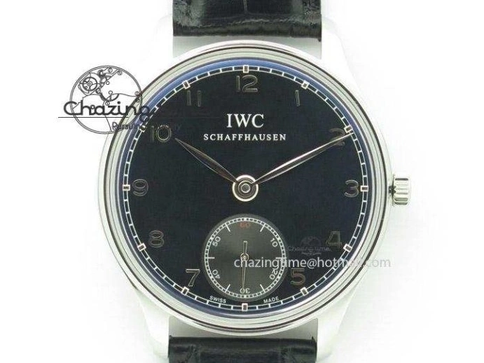 MIROTIME 0425 Portuguese IW545407 Black Dial ZF 1:1 Best Edition On Dark Blue Leather Strap DailyWear 7337